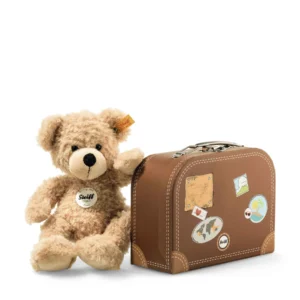 Hello, I am Fynn Teddy bear in suitcase