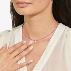 Mini Charms Tourmaline Heart Necklace In Silver Plating
