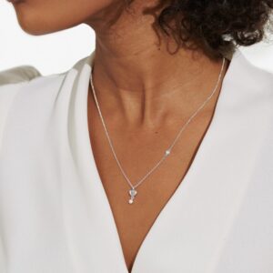 Lumia Drop Heart Necklace In Silver Plating