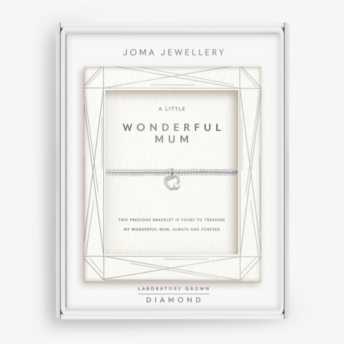 Laboratory Grown Diamond A Little 'Wonderful Mum' Bracelet In Silver Plating