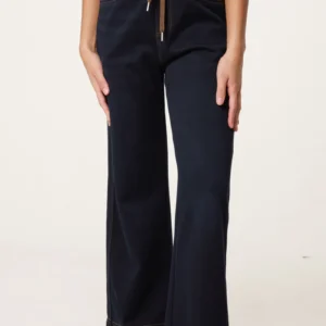 String Elastic Waist Wide Leg Jeans