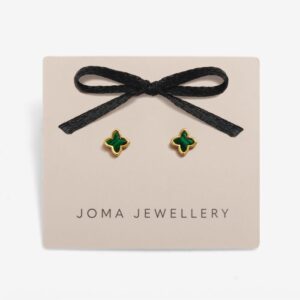 Loved By You 'Green Clover' Stud Earrings in Gold Plating