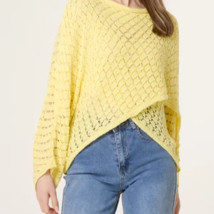 GEO CROCHET COTTON CROSSOVER JUMPER LEMON