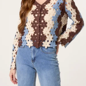 FLORAL CHAIN CROCHET CARDIGAN