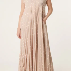 Polka Dot Cap Sleeve Pleated Dress