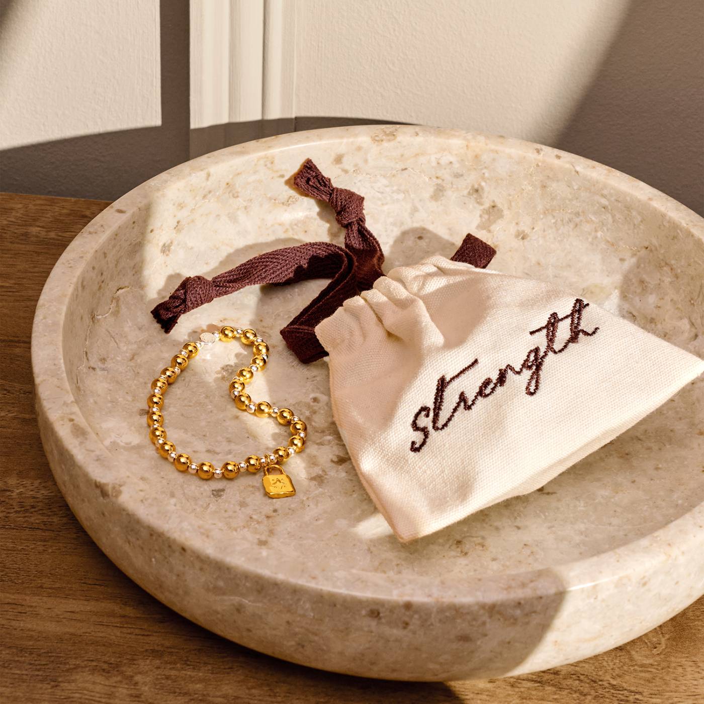 Words To Treasure 'Strength' Bracelet In Silver and Gold Plating