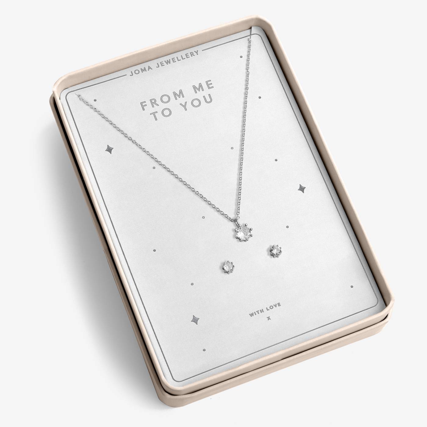 With Love 'From Me To You' Necklace and Earrings Set In Silver Plating