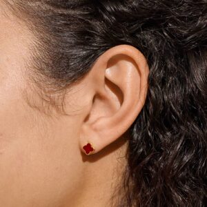 Signature Clover Collection Red Clover Stud Earrings In Gold Plating £18.99
