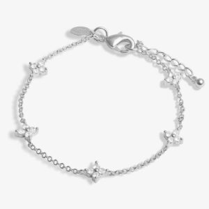 Loved By You Cubic Zirconia Flower Bracelet In Silver Plating