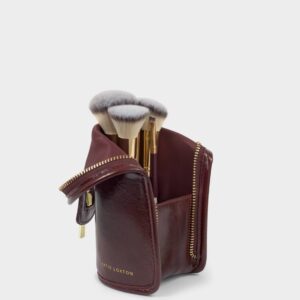 Travel Makeup Brush Set With Case - Cherry