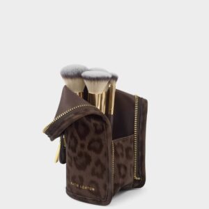 Travel Makeup Brush Set With Case - Chocolate Leopard