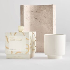 Ceramic Sentiment Candle 'Happy Birthday'