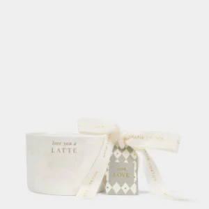 Organic Speckled Sentiment Mug with Tag  'Love You A Latte'